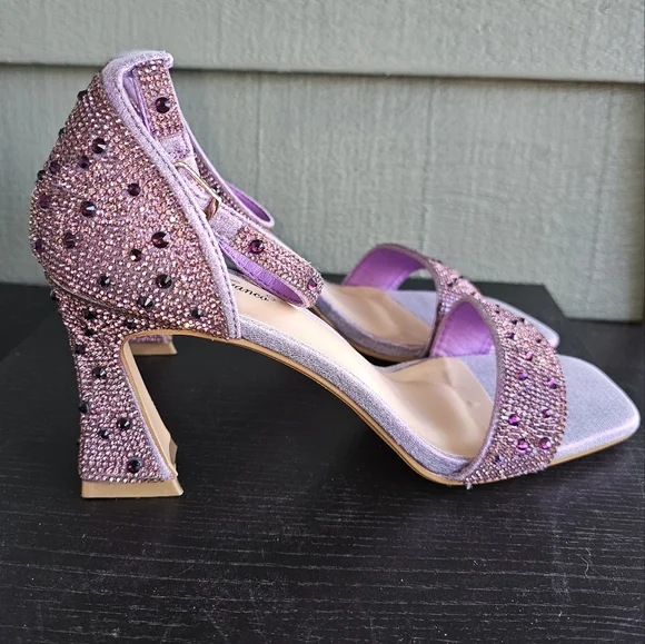 Valenti Franco Izetta-1 Purple Rhinestones Heel Dress Shoes Women's Size 9 - Picture 4 of 7